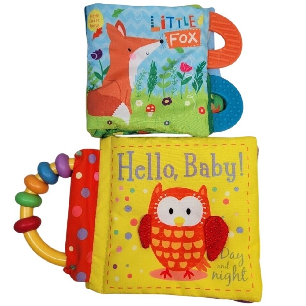 Kane Miller Soft Book Baby Multicolor Fox Owl Rattle Teether Set of 2
